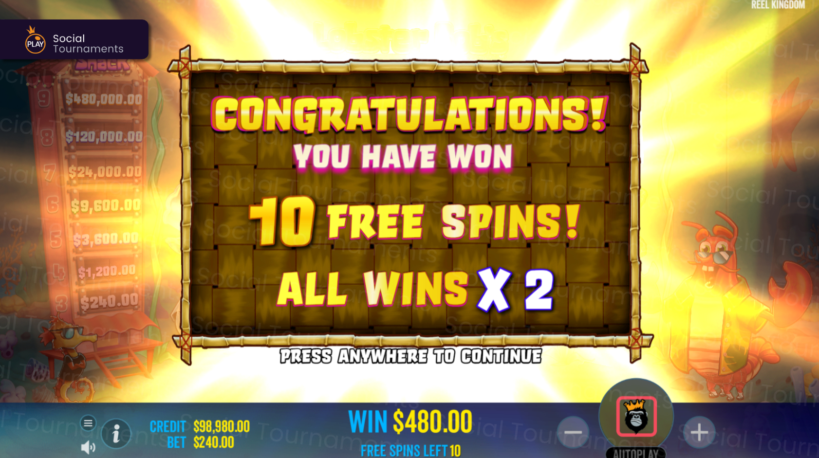 Play Lobster Bob's Crazy Crab Shack Slot from Pragmatic Play